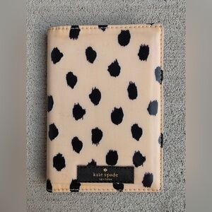 Kate Spade New York Passport Holder Case Dalmatian Dot Print Black Cream